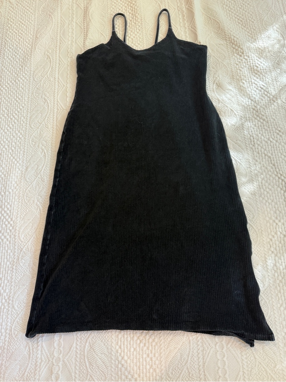 Y2K 90s The Limited Black Spaghetti Strap Corduroy Dress Sz L vintage
